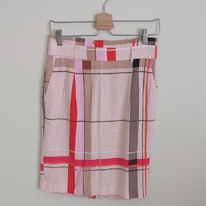 NEVER USED, Ann Taylor Plaid Pencil Skirt in Pink and Red